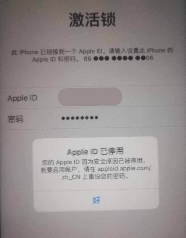 丽江苹果手机维修分享iPhone 12 出现提示“Apple ID 已停用”怎么办 